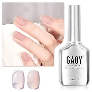 GAOY Jelly Nude Gel Nail Polish, 16ml Sheer Milk Tea Translucent Soak Off Gel Polish, UV Light Cure for Nail Art DIY, Color 1524